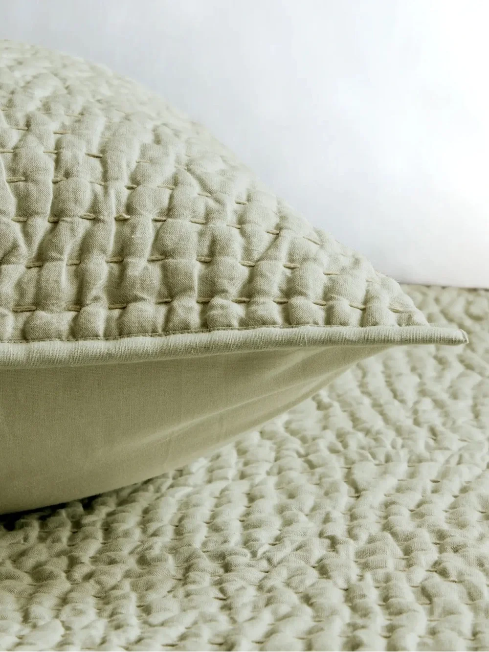 Quince Sham Set Linen & Cotton Stitch King in Willowleaf
